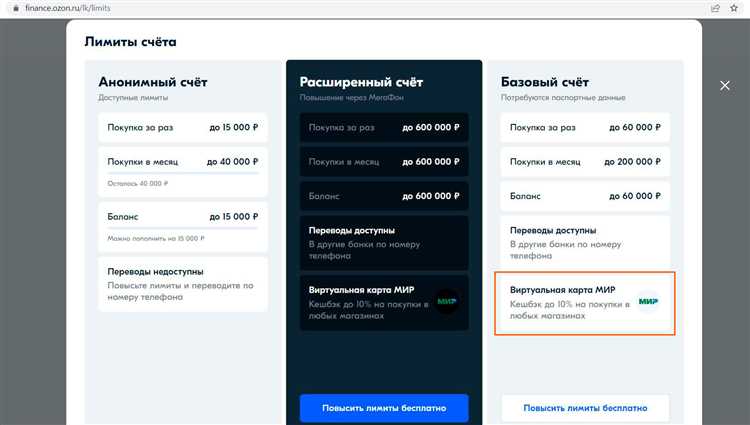 Карта Озон платежной системы МИР и Озон Счет кэшбэк до 10